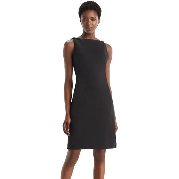M.M. LaFleur The Lydia Dress Sheath Boat Neck Textured Ponte Cinder Charcoal 0