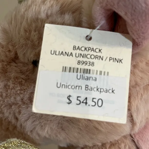Mon Ami Kids Backpack Size OS Pink Unicorn Glitter Plush Zipper Travel School