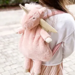 Mon Ami Kids Backpack Size OS Pink Unicorn Glitter Plush Zipper Travel School