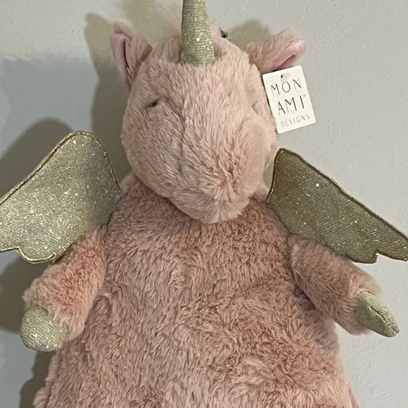 Mon Ami Kids Backpack Size OS Pink Unicorn Glitter Plush Zipper Travel School
