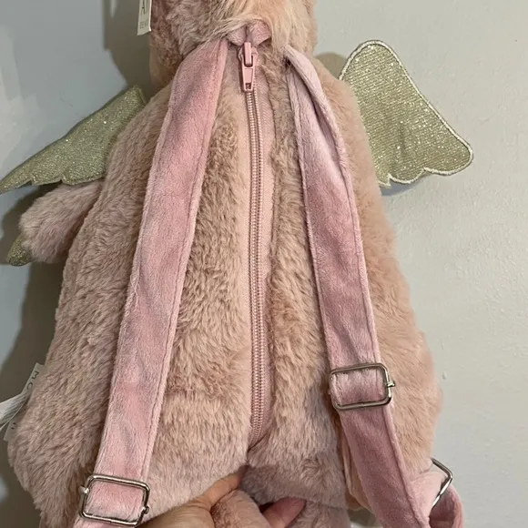 Mon Ami Kids Backpack Size OS Pink Unicorn Glitter Plush Zipper Travel School