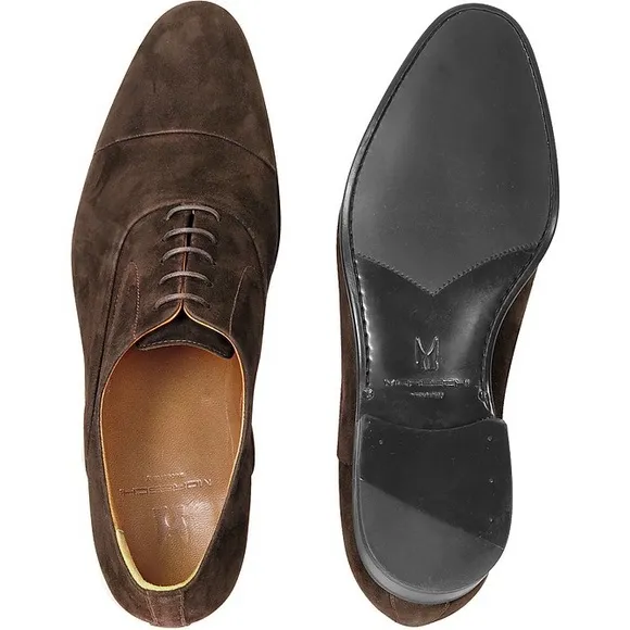 MORESCHI Dublin Dark Brown Suede Cap-Toe Oxford Shoes - Size 8.5 - G61-21