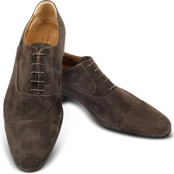 MORESCHI Dublin Dark Brown Suede Cap-Toe Oxford Shoes - Size 8.5 - G61-21