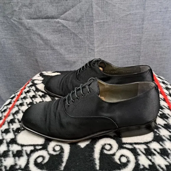 Moreschi Tuxedo Satin Oxford Shoes Mens Size 9.5 Black