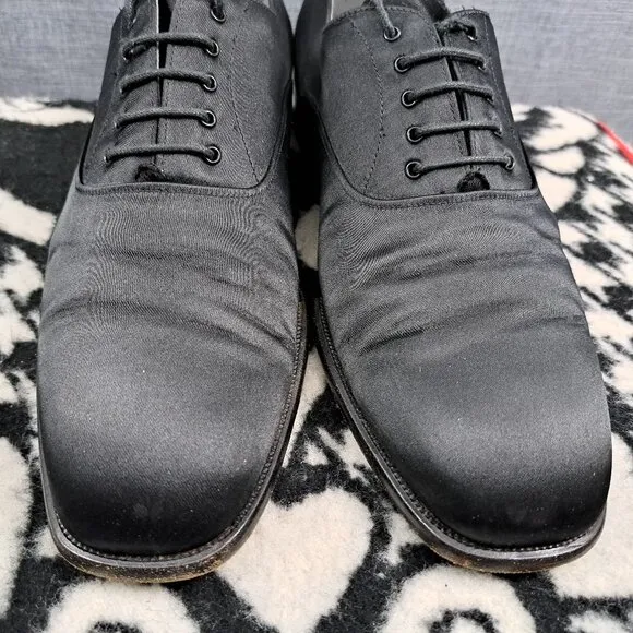 Moreschi Tuxedo Satin Oxford Shoes Mens Size 9.5 Black