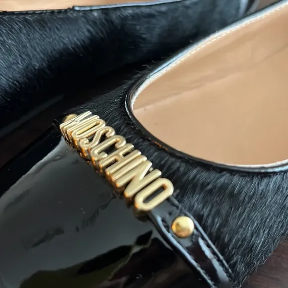Moschino Patent Leather Cow Hide Moccasins Kids Sz 37