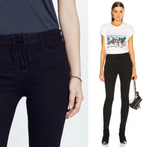 Mother Denim High Waisted Looker Ankle in Not Guilty Black Denim