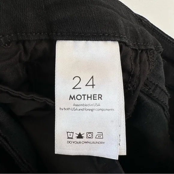 Mother Denim High Waisted Looker Ankle in Not Guilty Black Denim