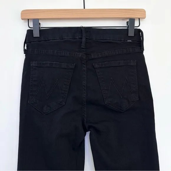 Mother Denim High Waisted Looker Ankle in Not Guilty Black Denim