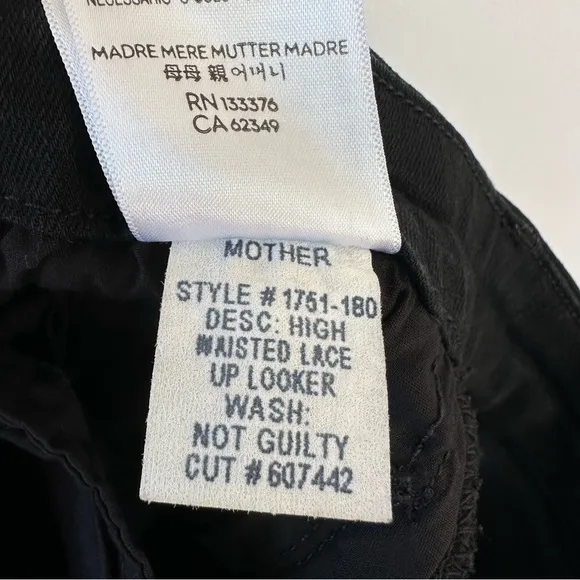 Mother Denim High Waisted Looker Ankle in Not Guilty Black Denim