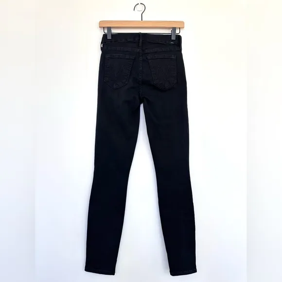 Mother Denim High Waisted Looker Ankle in Not Guilty Black Denim