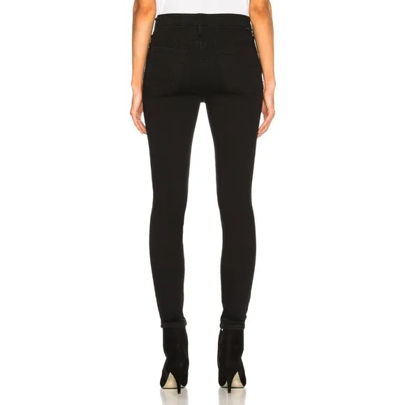 Mother Denim High Waisted Looker Ankle in Not Guilty Black Denim