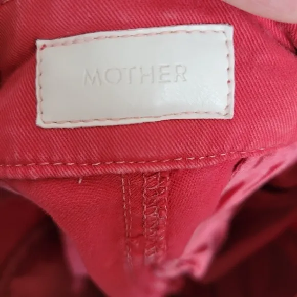 Mother The Shaker Prep Fray Poppy Wash Denim Jeans Cropped High Rise Size 25