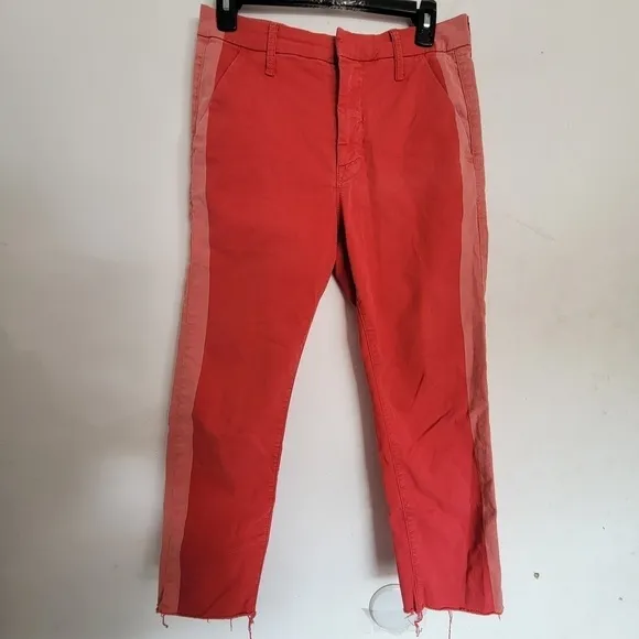 Mother The Shaker Prep Fray Poppy Wash Denim Jeans Cropped High Rise Size 25