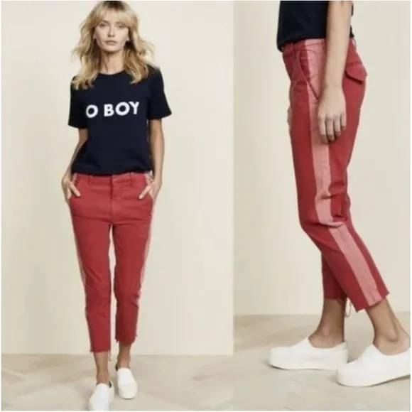 Mother The Shaker Prep Fray Poppy Wash Denim Jeans Cropped High Rise Size 25