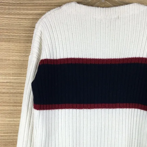 MOUSSY Color Block Ribbed  Lightly Crop Boxy Sweater Pullover Size: Free