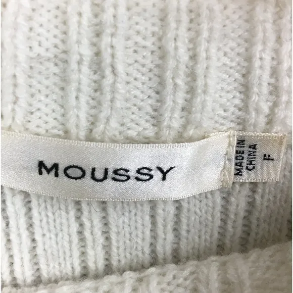 MOUSSY Color Block Ribbed  Lightly Crop Boxy Sweater Pullover Size: Free