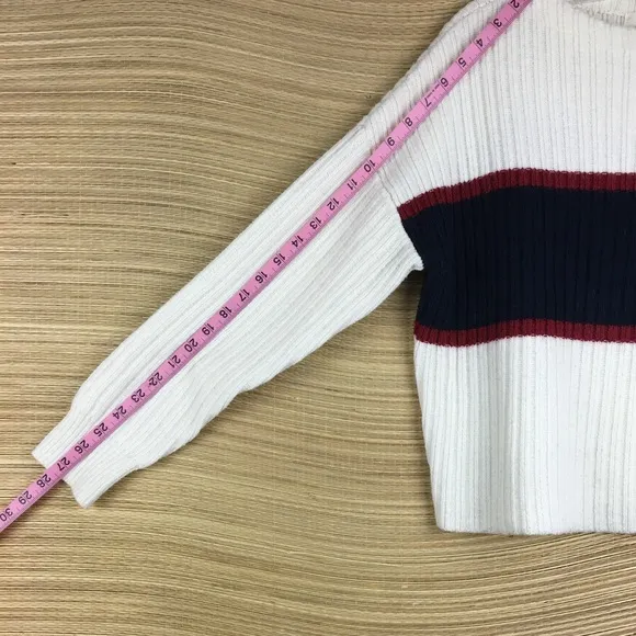 MOUSSY Color Block Ribbed  Lightly Crop Boxy Sweater Pullover Size: Free