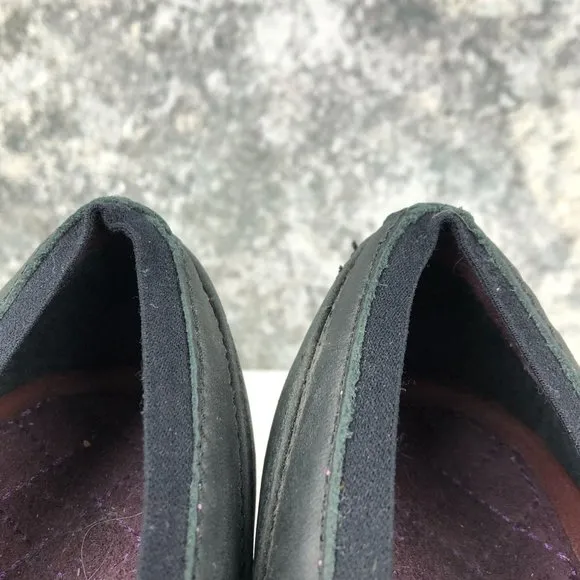 Mozo Women's Size 8 Gardena Black Leather Closed Toe Slip On Wedge Heel Shoes