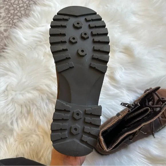 Mudd Y2K Ortiz Chunky Combat Boots Brown Lace Up And Zipper 9.5