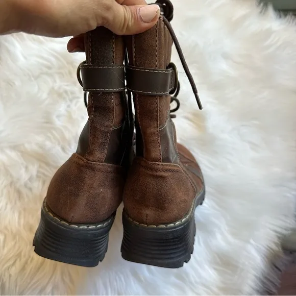 Mudd Y2K Ortiz Chunky Combat Boots Brown Lace Up And Zipper 9.5