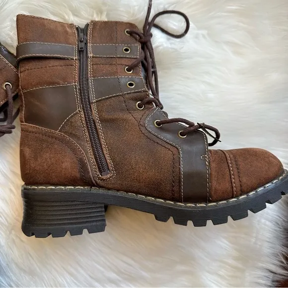 Mudd Y2K Ortiz Chunky Combat Boots Brown Lace Up And Zipper 9.5