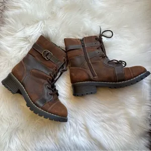 Mudd Y2K Ortiz Chunky Combat Boots Brown Lace Up And Zipper 9.5
