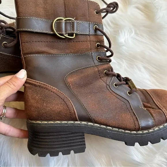 Mudd Y2K Ortiz Chunky Combat Boots Brown Lace Up And Zipper 9.5