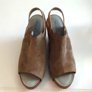 Naked Feet Columbia Platform Wedges in Tan Leather and Suede