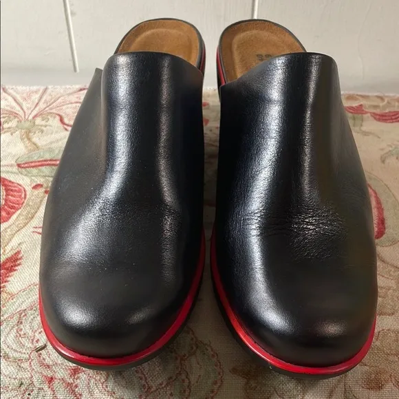 Naot Black and Red Wedge Shoes with Striking Heel Accent