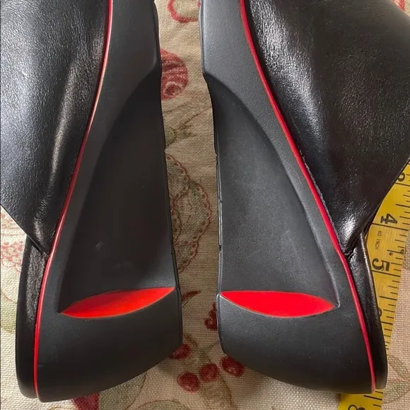 Naot Black and Red Wedge Shoes with Striking Heel Accent