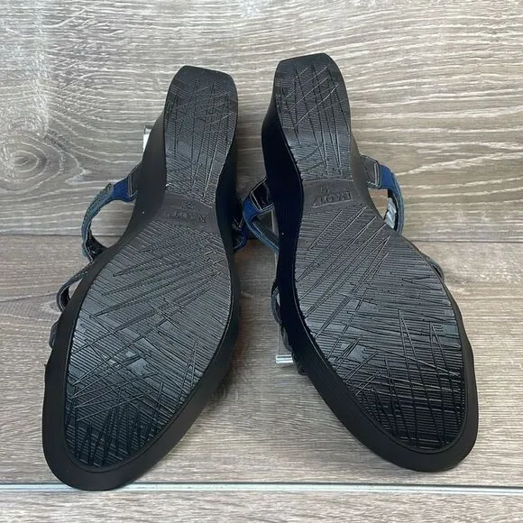 Naot Enchant Metallic Blue Black Leather Women’s Sz 8/EU 39 Platform Wedge Shoes