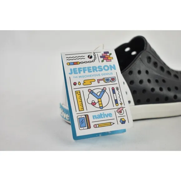 Native Kids Jefferson Black and White Two Tone Slip On Shoes Size 10