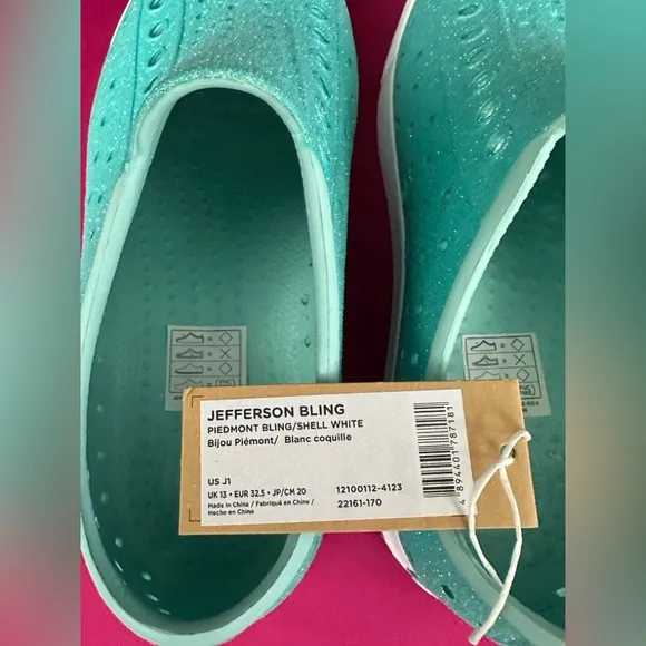 Native Shoes Jefferson Kids Lightweight Sneaker Piedmont Bling Junior 1 NWT