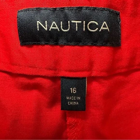 Nautica Women's 4&quot; Mid Rise Twill Shorts Bundle - Navy Blue &amp; Red - Size 16
