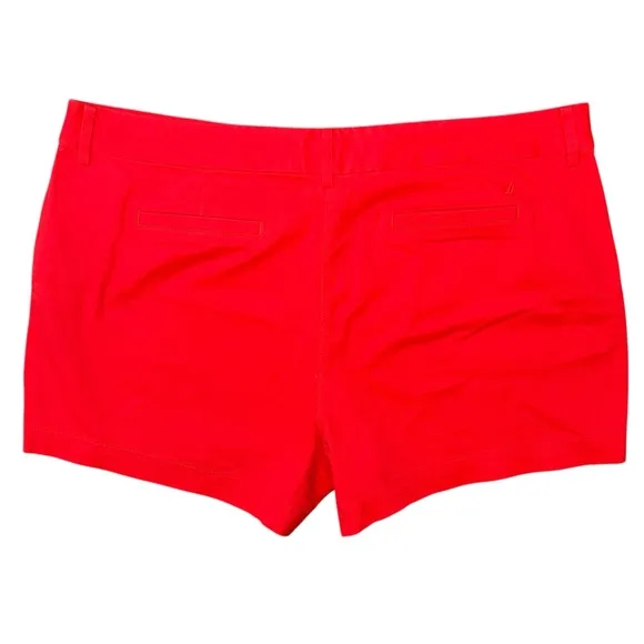 Nautica Women's 4&quot; Mid Rise Twill Shorts Bundle - Navy Blue &amp; Red - Size 16