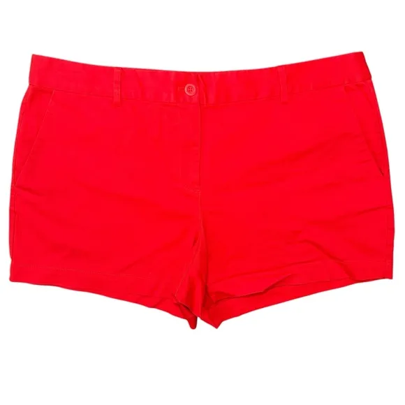 Nautica Women's 4&quot; Mid Rise Twill Shorts Bundle - Navy Blue &amp; Red - Size 16