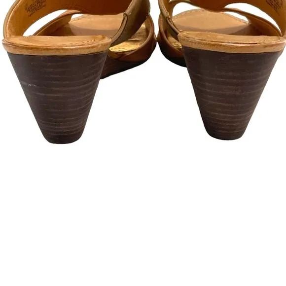 Naya Anthropologie Tan Leather Wedges Size 9