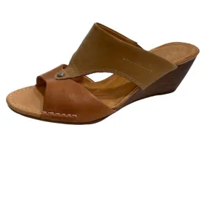 Naya Anthropologie Tan Leather Wedges Size 9