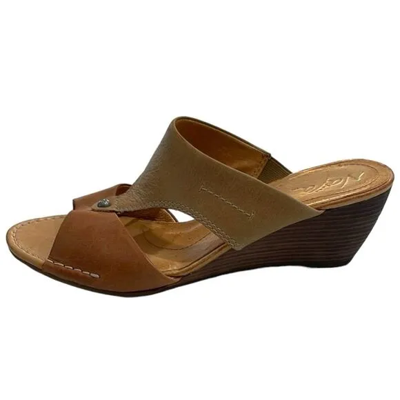 Naya Anthropologie Tan Leather Wedges Size 9
