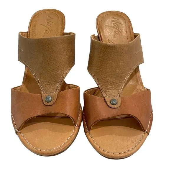 Naya Anthropologie Tan Leather Wedges Size 9