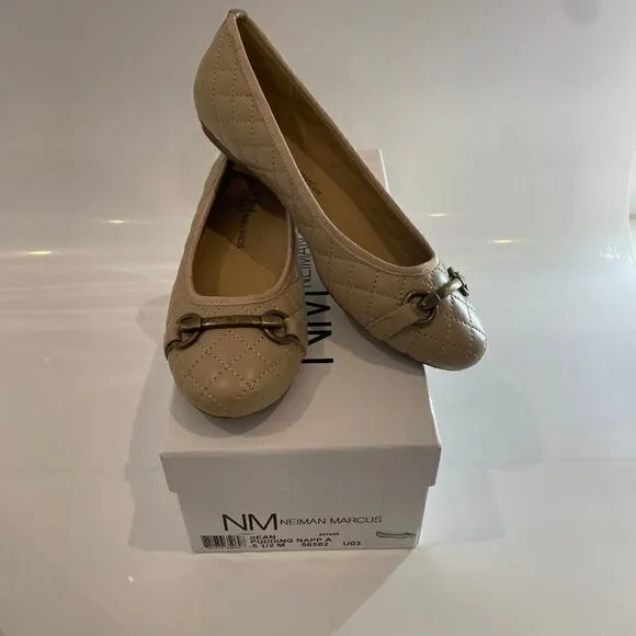 Neiman Marcus Sean Quilted Ballet Flats (5 1/2M)