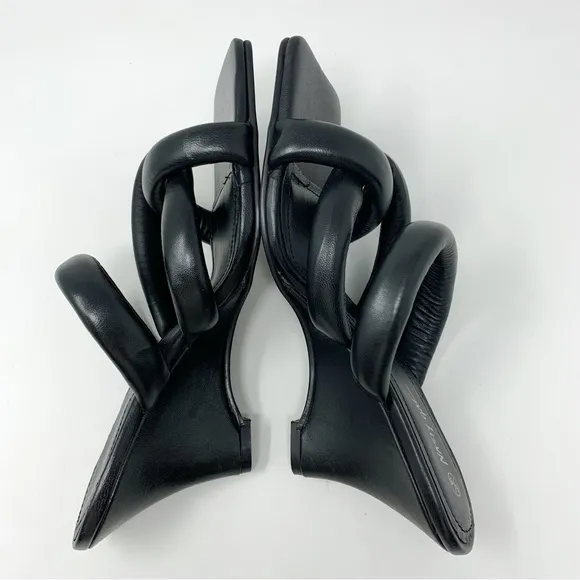 NEW $112 Nasty Gal Genuine Leather Twist Sandal Wedges Black US 8.5/EU 39/UK 6