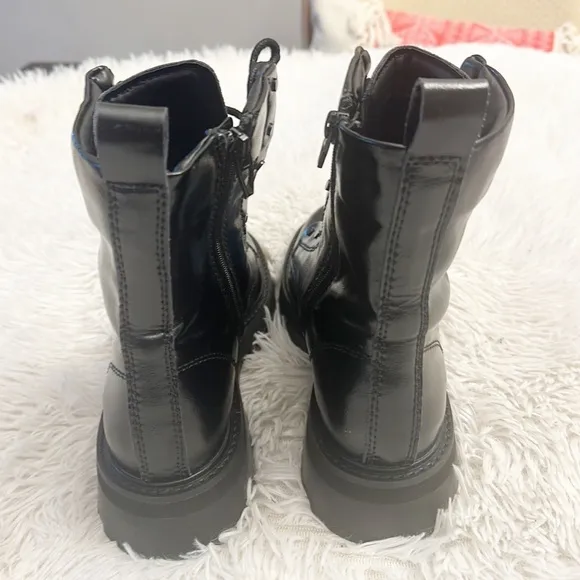 NEW $185 Dolce Vita x Anthropologie Rainer Black Combat Moto boot women size 9.5