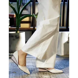 NEW ALL BLACK square wedge in ivory/pink