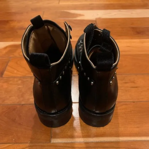 NEW! AllSaints Leather Sherrin Studded Ankle Combat Boots Women's 39