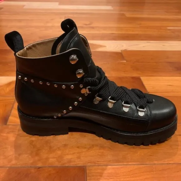 NEW! AllSaints Leather Sherrin Studded Ankle Combat Boots Women's 39