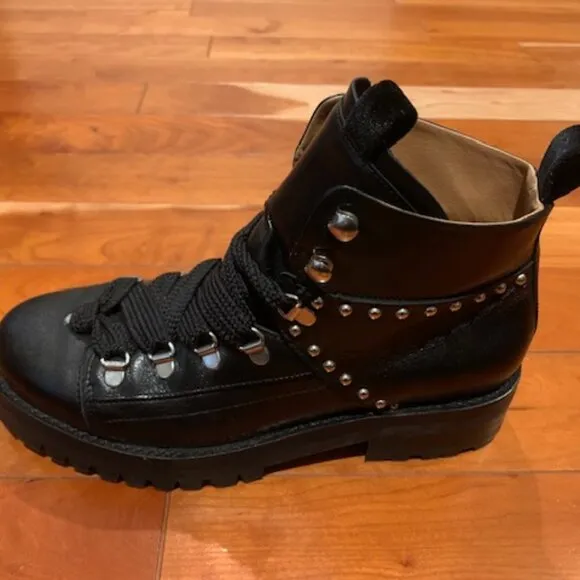 NEW! AllSaints Leather Sherrin Studded Ankle Combat Boots Women's 39