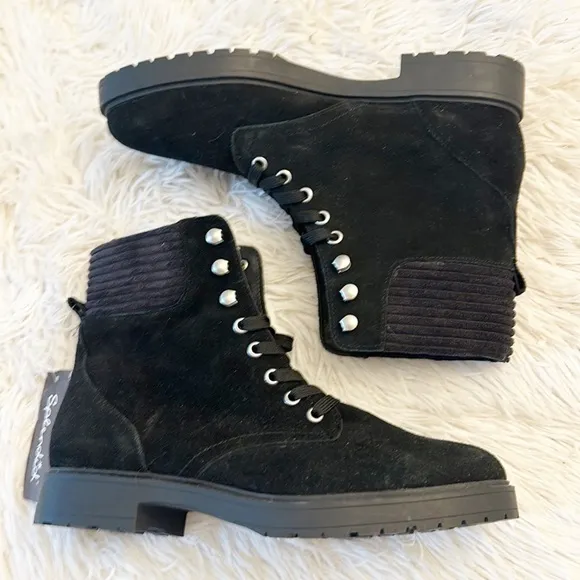 NEW Anthropologie x Splendid Sloane Black Combat Moto Ankle Boots women size 9