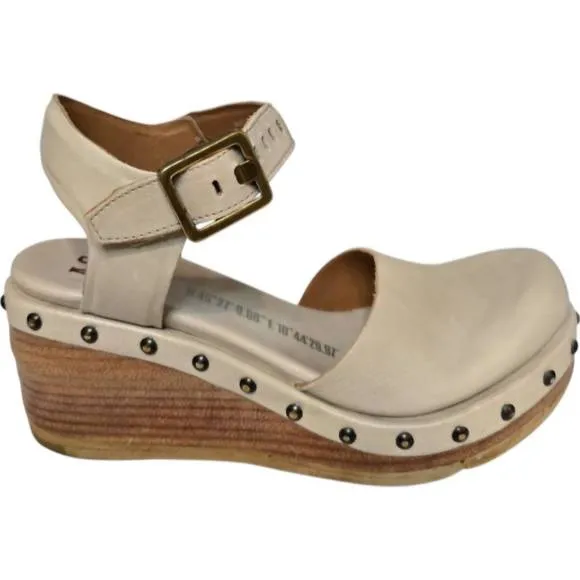 NEW A.S.98 women's pietro studded wedge heels in ice